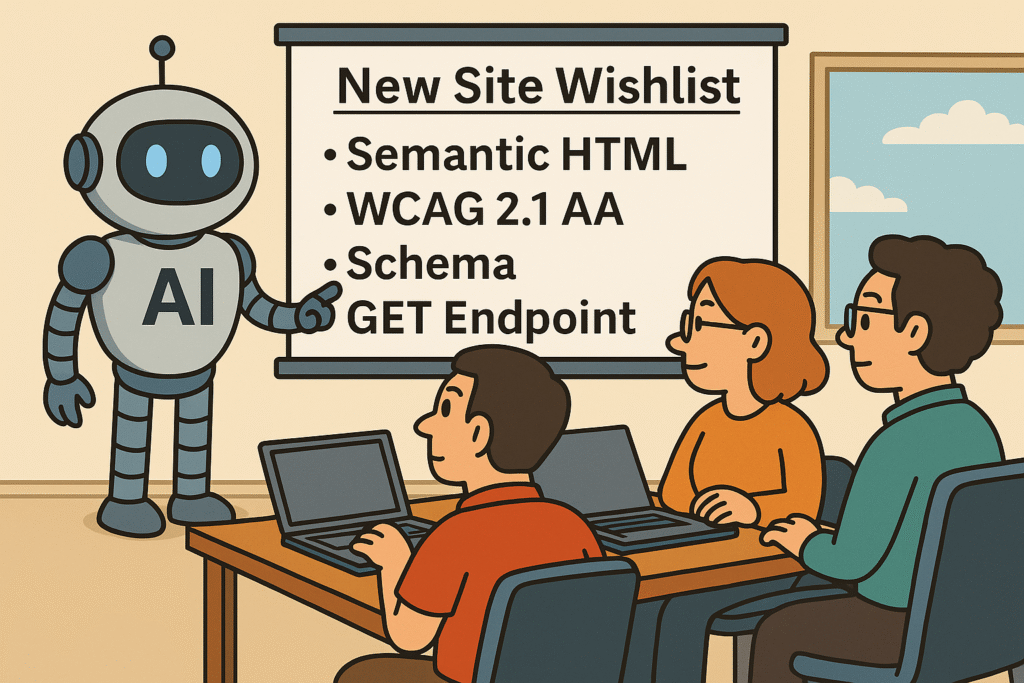 AI Agent explains to web developers and SEO its wishlist for a new website